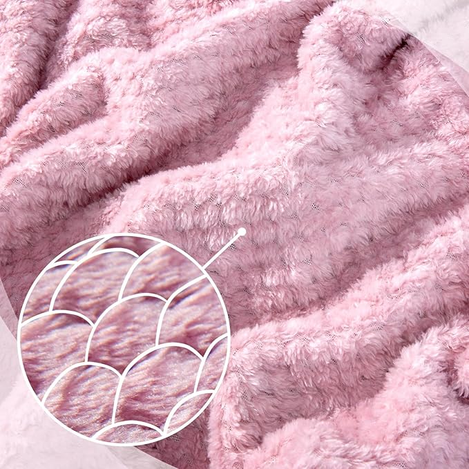 Travel Pillow and Blanket Set Neck Pillow Airplane Memory Foam for Traveling Compact with Bag Pink