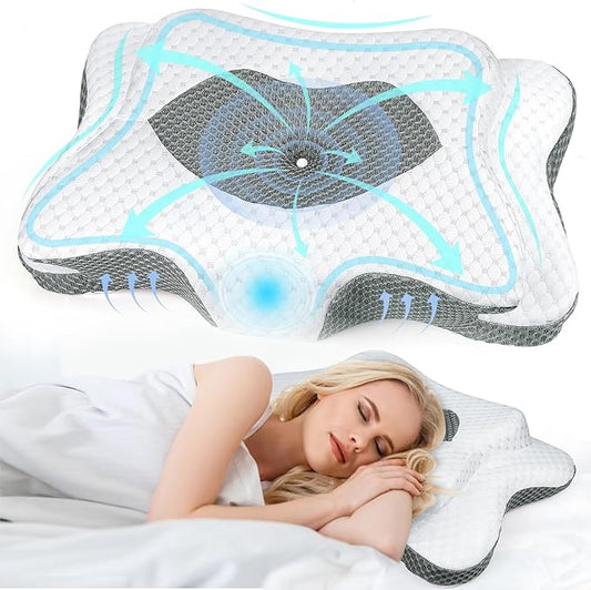 Cervical Pillow for Neck Pain Relief, Contour Memory Foam Pillows for Sleeping, Ergonomic Orthopedic Neck Support Pillow for Side, Back, Stomach Sleepers, Neck Pillow with Breathable Pillowcase, Gray