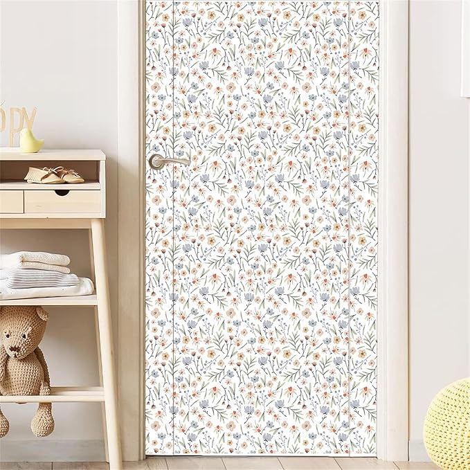 Floral Wallpaper Boho Flower Wall Decor Stickers Flower Leaf Wall Papers Botanical Plant Floral Leaves Wall Decals Peel and Stick Removable Boho Wallpapers for Nursery Bedroom Living Room Decor