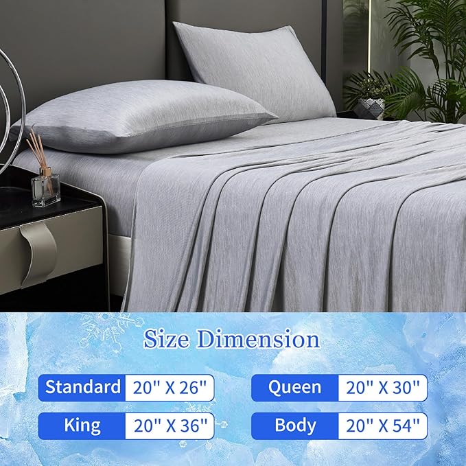 Cooling Pillow Cases for Hot Sleepers - Double Side Arc-Chill Q-Max>0.5 Cooling Fiber Cool Pillow Cases 2 Pack - Breathable Soft Cold Pillow Cases with Hidden Zipper (Dark Grey, 20" x 36")