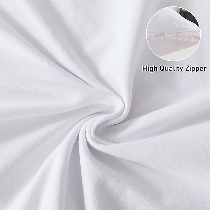 WhatsBedding Memory Foam Body Pillow with 100% Cotton Jersey Knitted Cover, Luxury Soft Large Long Pillow for Adults, Firm Full Body Pillow with Removable Zippered Pillow Case - White