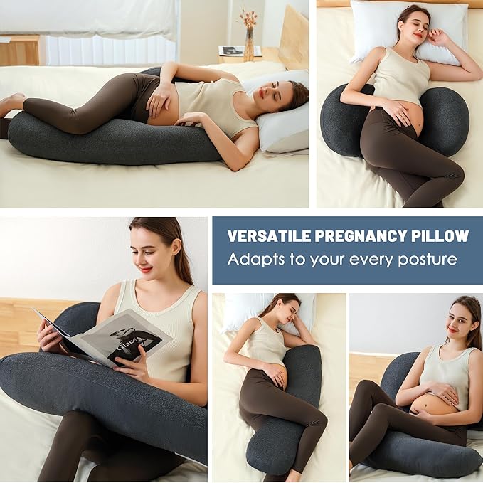Pregnancy Pillow - Maternity Pillow for Pregnant Women, Pregnancy Body Pillow with Adjustable and Removable Cooling Cover, Support for Back, Legs, and Belly of Pregnant Women
