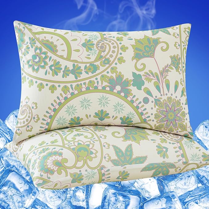 Cooling Pillow Cases for Hot Sleepers - Double Side Arc-Chill Q-Max>0.5 Cooling Fiber Cool Pillow Cases 2 Pack - Breathable Soft Cold Pillow Cases with Hidden Zipper (20" x 26")