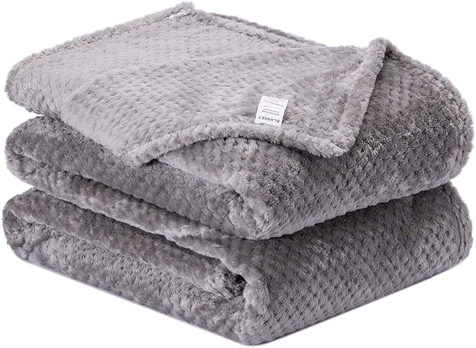 Fuzzy Throw Blanket, Plush Fleece Blankets for adults, Toddler, boys and Girls, Warm Soft Blankets and Throws for Bed, Couch, Sofa, Travel and Outdoor, Camping (Queen(80"x90"), XXL-Flint Gray)