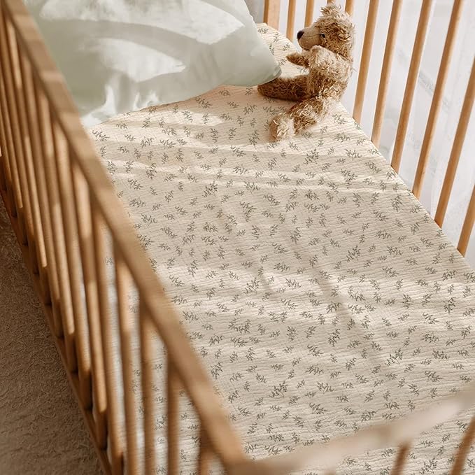 Baby Muslin Crib Sheets - Toddler Cotton Fitted Crib Sheets Neutral for Boys and Girls 2Pack