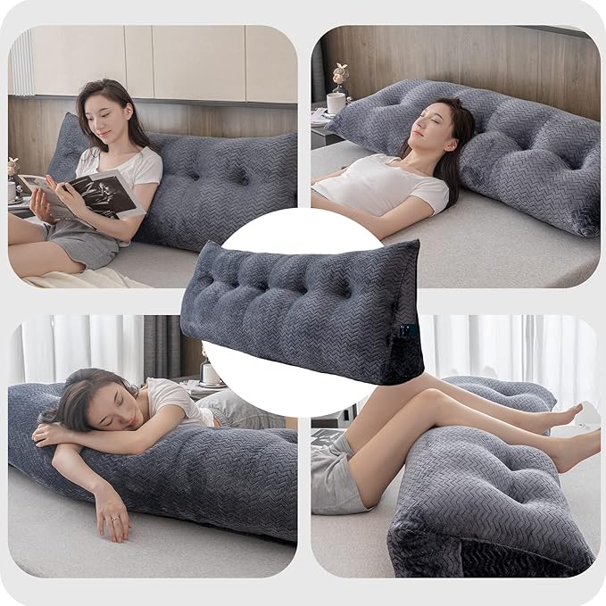 Large Bolster Triangular Headboard Wedge Backrest Positioning Support Bed Rest Reading Pillows Headboard Wedge Pillows for Day Bed Bunk Bed with Removable Cover