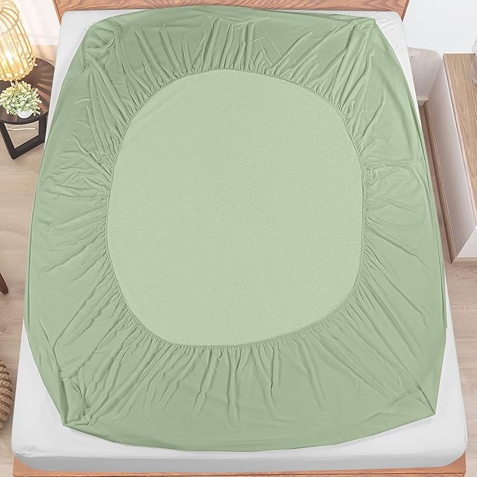Utopia Bedding Waterproof Mattress Protector King Size, Premium Terry Mattress Cover 200 GSM, Breathable, Fitted Style with Stretchable Pockets (Sage)