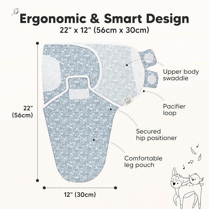 3-Pack Organic Baby Swaddle Sleep Sacks - Newborn Swaddle Sack, Ergonomic Baby Swaddles 0-3 Months, Swaddles for Newborns, Baby Sleep Sack, Baby Swaddle Blanket Wrap, Baby Essentials (Excavation)