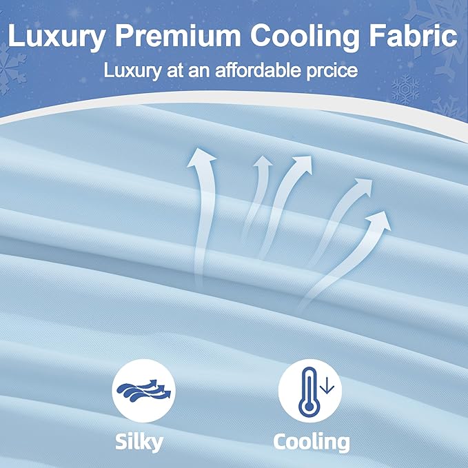 Cooling Pregnancy Pillow Cover (ONLY Pillowcase), Q-Max 0.4 U Shaped Luxurious Smooth Maternity Pillow Cover with Hidden Zip, Cool Large Pillow Protector for Side Hot Sleeper, Blue, 59x31 in