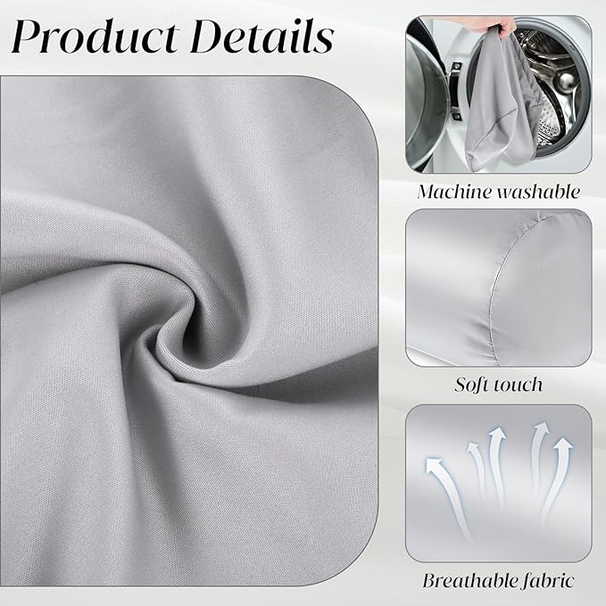 Prasacco 2 Packs Round Neck Pillow Covers, 16 x 5.9 Inch Neck Roll Pillow Case Bolster Pillow Cover with Hidden Zipper Silk Cylinder Pillow Covers Soft Bolster Pillowcases for Neck Roll Pillow