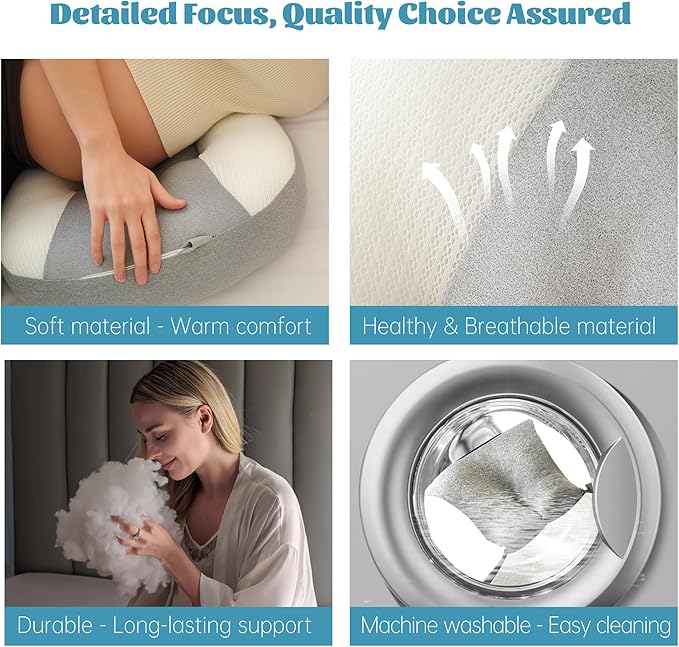 Pregnancy Pillow for Pregnant Women, Soft Pregnancy Body Pillow, Maternity Pillow Used to Support and Relieve Pain or discomfort in The Waist, Abdomen and Buttocks, Adjustable (Light Grey)