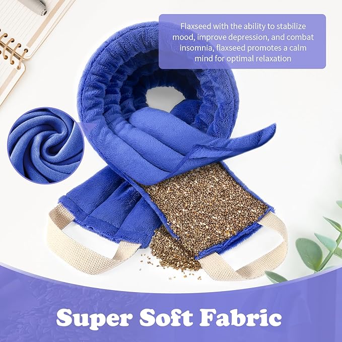 Neck Heating Pad Microwavable, Heating & Cool Compress Pad with Flaxseed Seed for Waist, Neck, Shoulder, Back Pain Stress Relief & Comfort, 30 Inches Heated Neck Wrap for Self Care Relaxation