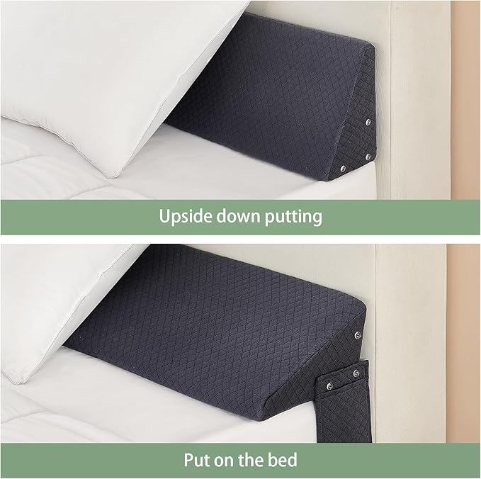 King Size Bed Wedge Pillow - for Headboard Gap/Headboard Pillow/Mattress Wedge /Bed Gap Filler (76"x10"x6") - Bloster Triangle Pillow for Sleeping To Fill Gap (0-8") Between Headboard and Mattress