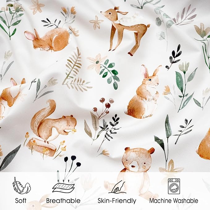 PHF Soft Mini Crib Sheet Set, 2 Pack Silky Comfy Pack N Play Sheets for Boys Girls, Universal Fit for Pack N Play, Playard and Mini Crib Mattresses, Woodland