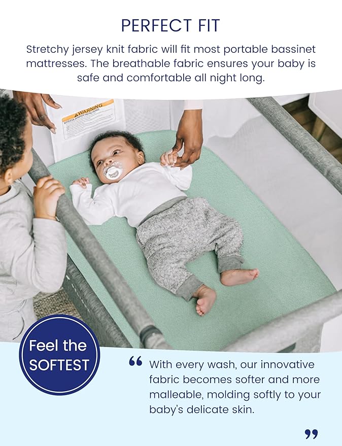 TotAha Botanical Bassinet Sheets Netural for Girls Boys, Premium Soft Boho Bassinet Mattress Sheets, Ultra Breathable Cradle Sheets Compatible with Halo, Baby Delight, 4moms, and Other Bassinet