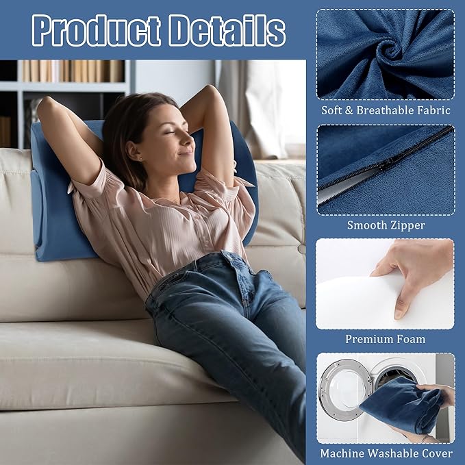 ROYALAY Half Moon Bolster Knee Pillow for Legs, Knees, Lower Back and Head, Adjustable Semi Roll Round Lumbar Support Pillow for Bed Sleeping, Health Large half moon pillow for Reduce Pressure,blue