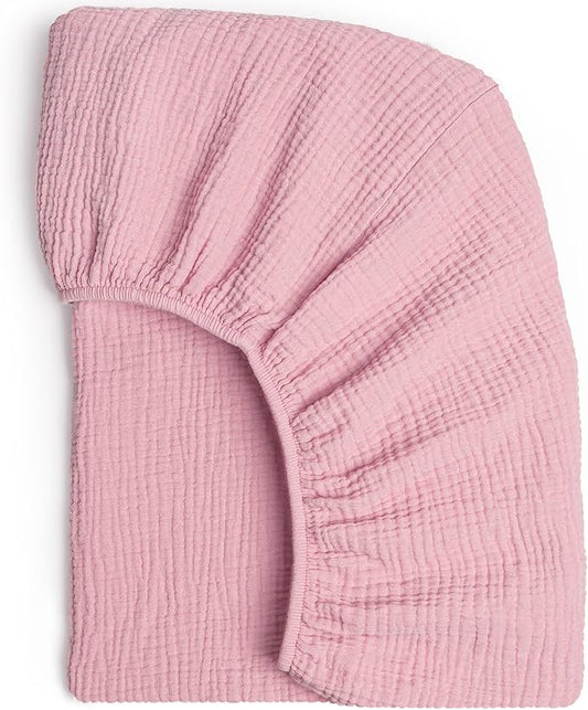 Lulu moon Muslin Crib Sheet Fitted Crib Mattress Sheet for Boys and Girls, 28"x 52" Carnation