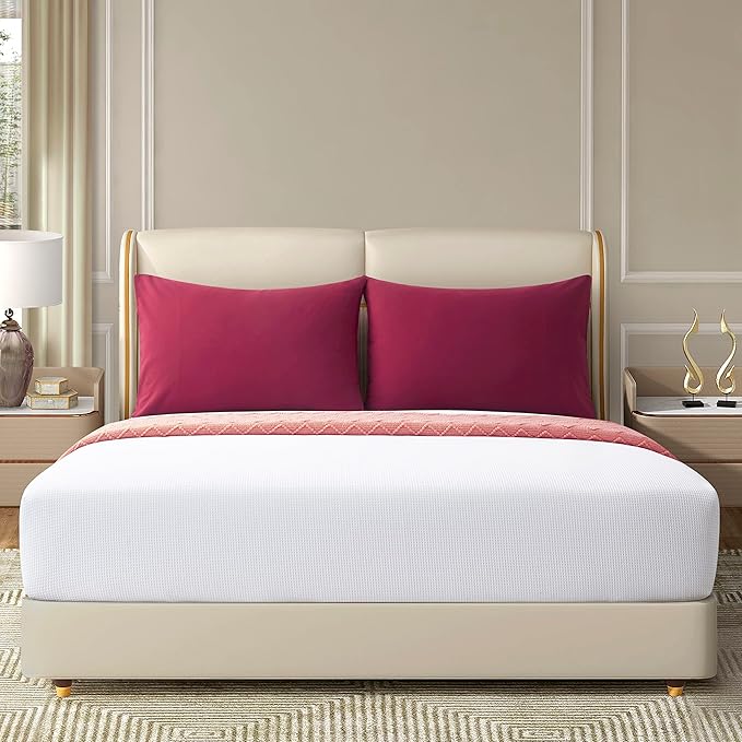 Toddler Pillow Cases Set of 2 Microfiber Travel Pillow Cases 14x20 Wine Red Pillow Covers Small Pillowcase Envelope Style