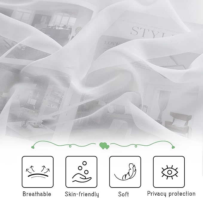 KGORGE Canopy Bed Sheer Curtains for Queen/King/Twin/Full Size, 8 Panels for Girls Boys Adults Bed, Home Bedroom Decor (White, 45 inch Width X 78 inch Length)