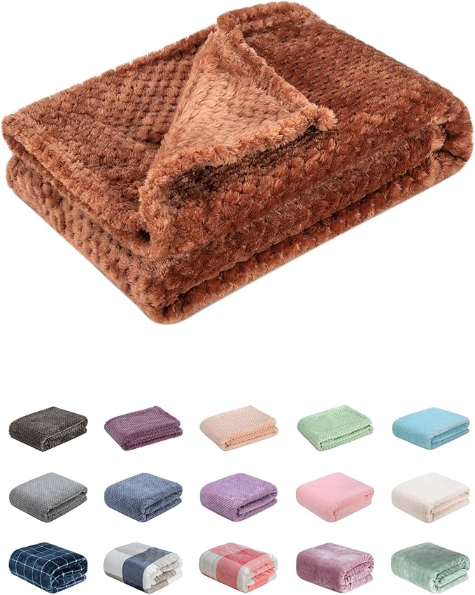 Fuzzy Blanket or Fluffy Blanket for Baby Girl or boy, Soft Warm Cozy Coral Fleece Toddler, Infant or Newborn Receiving Blanket for Crib, Stroller, Travel, Decorative (28Wx40L, XS-Deep Coffee)