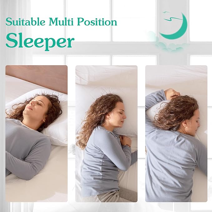 Three Geese White Goose Feather Bed Pillows Queen Size Set of 2- Soft 600 Thread Count 100% Cotton, Medium Firm,Soft Support Surround Fill Polyester (Queen Size:Pack of 2)