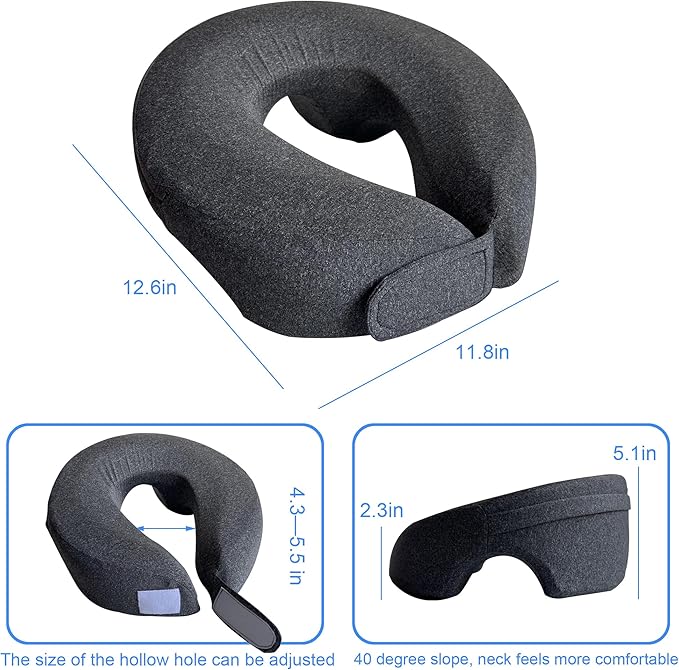 LittleJimmy Breathe Easy Face Down Pillow - Ergonomic Stomach Sleeper Pillow for Prone Sleeping - Adjustable Headrest - Ideal for Post-Eye Surgery Recovery