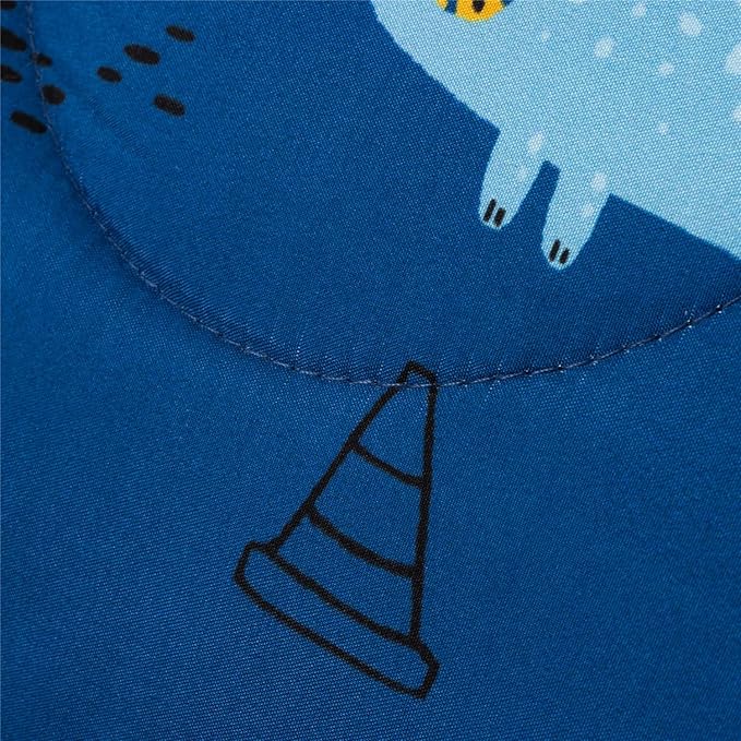 Meeting Story Construction Truck Car Full Comforter Set for Boys,5 Pieces Dinosaur Bedding Set with Sheets and Pillowcases，Excavator Lightweight Microfiber Bedding Sets（Blue，Full5pcs）