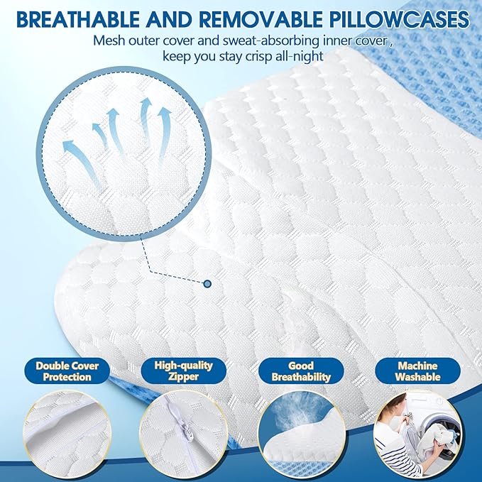 5X Pain Relief Cervical Pillow for Neck and Shoulder,Hollow Design Cervical Memory Foam Pillows, Orthopedic Ergonomic Neck Pillow,Contour Bed Pillow for Side,Back,Stomach Sleepes…
