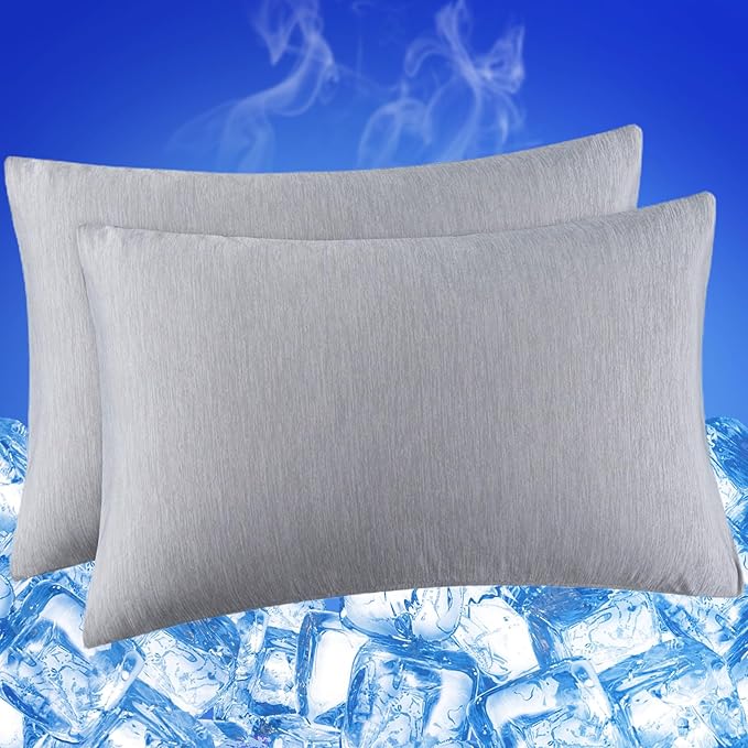 Cooling Pillow Cases for Hot Sleepers - Double Side Arc-Chill Q-Max>0.5 Cooling Fiber Cool Pillow Cases 2 Pack - Breathable Soft Cold Pillow Cases with Hidden Zipper (Dark Grey, 20" x 30")