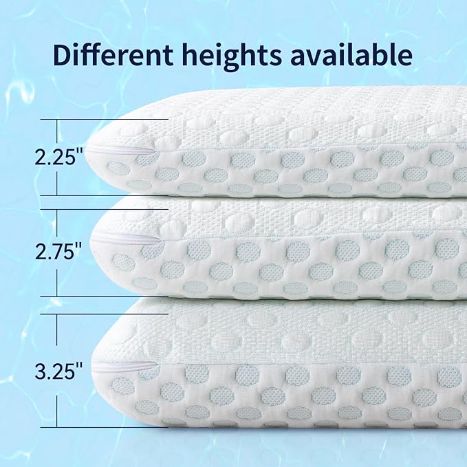 Ultra Thin Pillow 3.25" Stomach Sleeping, Gel Memory Foam Flat Pillow for Stomach and Back Sleepers, Slim Design Memory Foam Pillow with Two-Sided (CertiPUR-US, Standard Size)