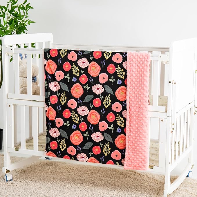 Baby Blanket for Boys Girls Super Soft Blanket,Fluffy Warm Lightweight Baby Receiving Blankets,Double Layer with Dotted Backing for Toddler NurseryQSTEHEML Baby Blankets (Flower, 30*40inch)