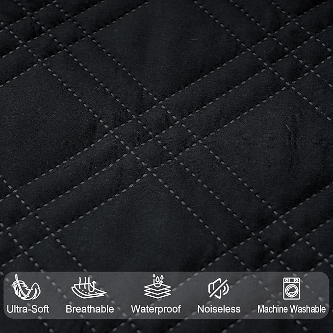 Waterproof Crib Mattress Protector 2 Pack, Ultra Soft Breathable Crib Mattress Pad Cover for Boys Girls Neutral, Fit Standard Crib Mattress and Toddler Mattresses, Black