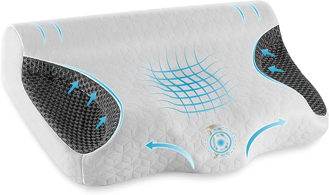 Cervical Pillows for CPAP Sleeper, Side Sleeper Pillow for Neck and Shoulder Pain, Adjustable Ergonomic Orthopedic Bed Pillow for Back, Side and Stomach Sleepers, White