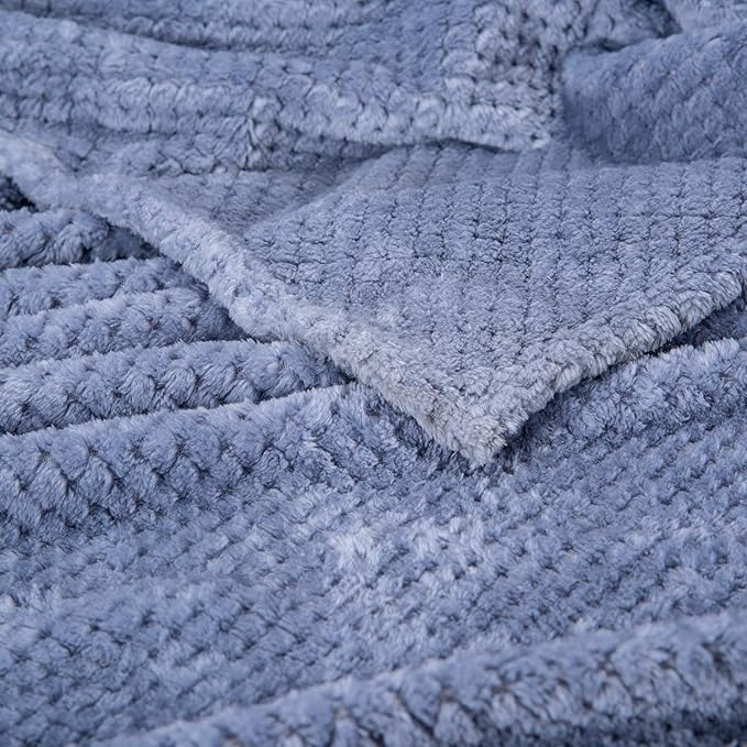 Fuzzy Throw Blanket, Plush Fleece Blankets for adults, Toddler, boys and Girls, Warm Soft Blankets and Throws for Bed, Couch, Sofa, Travel and Outdoor, Camping (Queen(80"x90"), XXL-Smoked Blue)