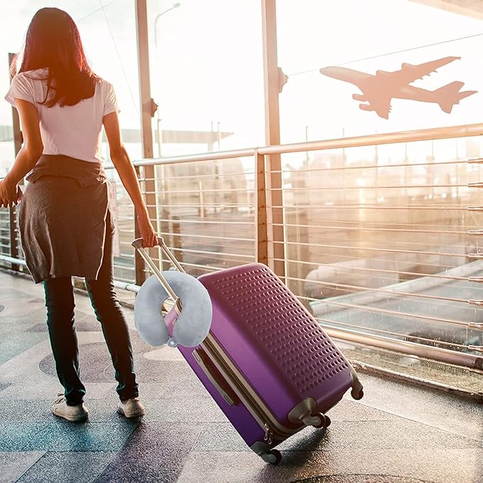 Travel Pillow - Memory Foam Neck Pillow Support Pillow,Luxury Compact & Lightweight Quick Pack for Camping,Sleeping Rest Cushion (Black)