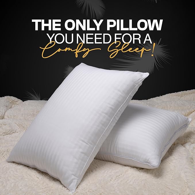 EverSnug Goose Feather Adjustable Layer Pillows for Sleeping - Set of 2, Cooling, Luxury Pillows for Back, Stomach or Side Sleepers (King (Pack of 2))