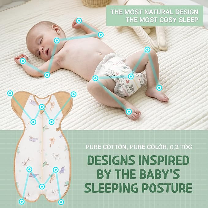 Organic Breathable Swaddle, Air Mesh for Feverish Babies, 0-3 Months, Up-Arm Sleep Position, (Small 7-13 lbs | Rabbit)