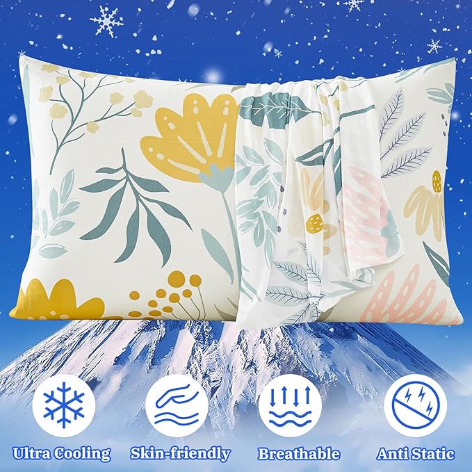 Cooling Pillow Cases for Hot Sleepers - Double Side Arc-Chill Q-Max>0.5 Cooling Fiber Cool Pillow Cases 2 Pack - Breathable Soft Cold Pillow Cases with Hidden Zipper (20" x 36")