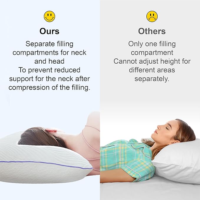 Shredded Memory Foam Pillows Bed Pillows Queen Size Set of 2, Summer Cooling Pillows for Hot Sleepers with Washable Pillowcase, and Winter Soft Dual Sided Pillow for Back Sleepers