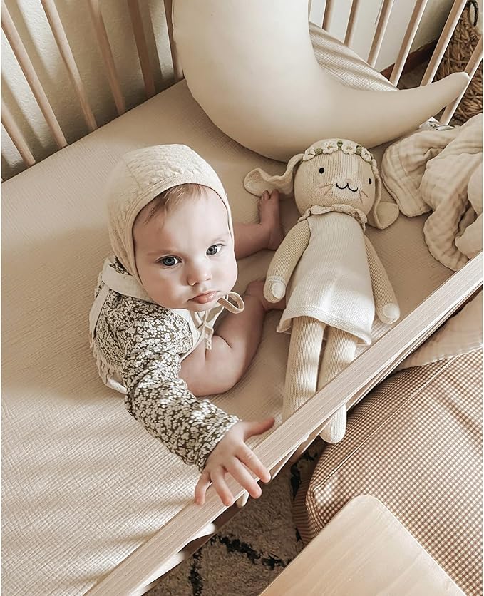 Konssy Muslin Fitted Crib Sheets 100% Cotton Baby Crib Sheets for Standard Crib Mattress (28 X 52 Inches), Soft and Breathable for Boys Girls (Clay)