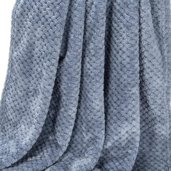 Fuzzy Throw Blanket, Plush Fleece Blankets for Adults, Toddler, Boys and Girls, Warm Soft Blankets and Throws for Bed, Couch, Sofa, Travel and Outdoor, Camping (40Wx60L, M-Smoked Blue)