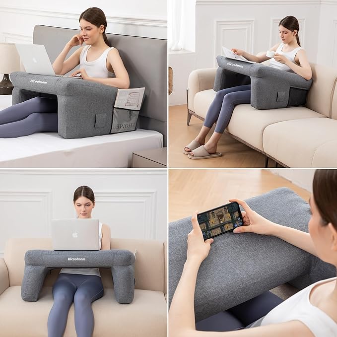 Reading Pillow for Gaming,Inflatable Bed Rest Pillow for Reading,lap desk Extra Large Arm Rest Pillow for bed,Floor,Working,Gaming,for Play Steam Deck Switch and PS5 while Sitting in Bed table pillow