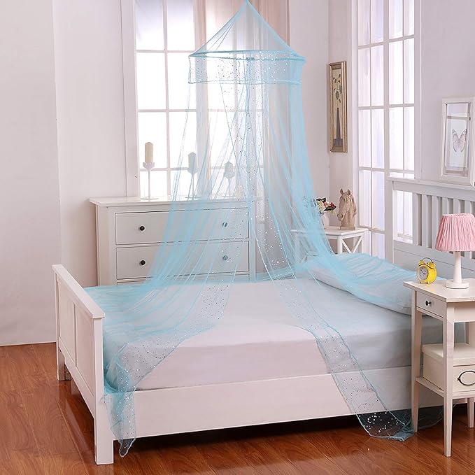 Cotton Loft Galaxy Kids Collapsible Hoop Sheer Bed Canopy, One Size, Blue