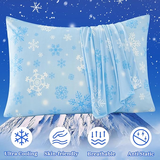 Cooling Pillow Cases for Hot Sleepers - Double Side Arc-Chill Q-Max>0.5 Cooling Fiber Cool Pillow Cases 2 Pack - Breathable Soft Cold Pillow Cases with Hidden Zipper (20" x 36")