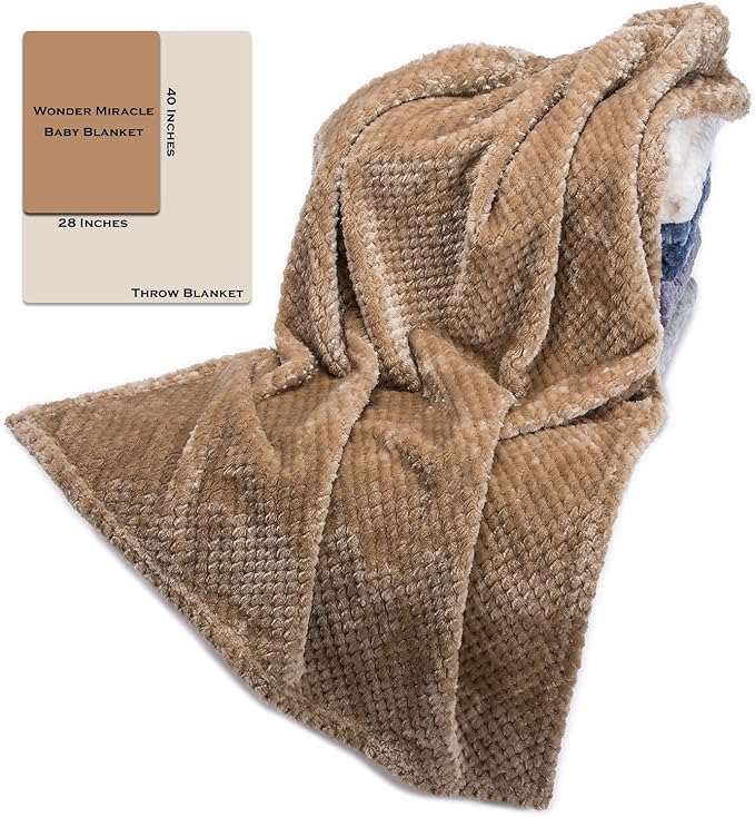 Fuzzy Blanket or Fluffy Blanket for Baby, Soft Warm Cozy Coral Fleece Toddler, Infant or Newborn Receiving Blanket for Crib, Stroller, Travel, Decorative (28Wx40L, XS-Coffee)