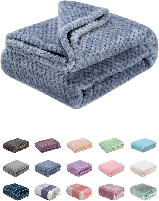 Fuzzy Throw Blanket, Plush Fleece Blankets for Adults, Toddler, Boys and Girls, Warm Soft Blankets and Throws for Bed, Couch, Sofa, Travel and Outdoor, Camping (40Wx60L, M-Smoked Blue)