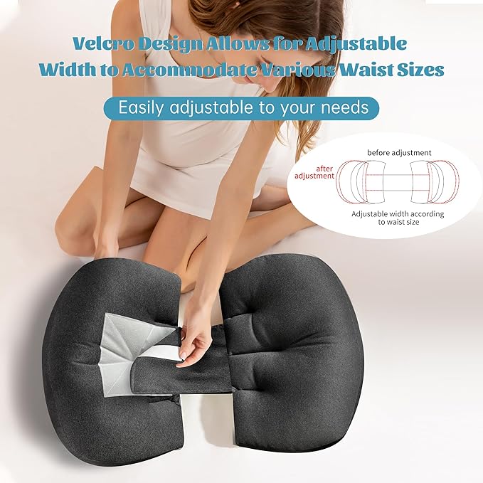 Pregnancy Pillow for Pregnant Women, Soft Pregnancy Body Pillow, Maternity Pillow Used to Support and Relieve Pain or discomfort in The Waist, Abdomen and Buttocks, Adjustable (Dark Grey)