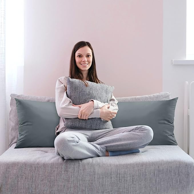 Utopia Bedding Full Body Pillow for Adults (Grey, 20 x 54 Inch), Long Pillow for Sleeping, Large Pillow Insert for Side Sleepers