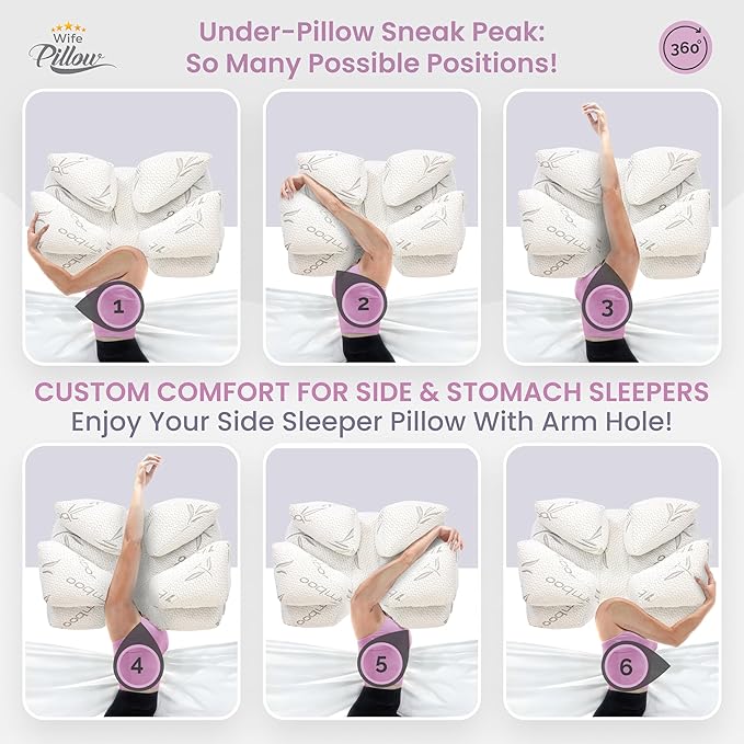 Medium Firm High Density Support. Arm Hole Slots for Cervical, Shoulder Pain Relief. Adjustable for Side, Back, Stomach Sleeping. Rayon Shell/Charcoal Infused Shredded Memory Foam