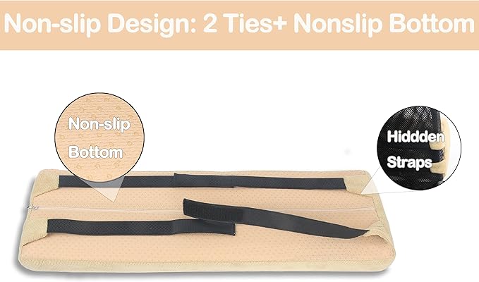 Recliner Leg Pillow Memory Foam Non-Slip Long Bolster Pillow for Legs, Knees, Lower Back and Head, Lumbar Support Pillow 23.6x8x4 Inch Camel